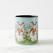 Tasse 2 Couleurs Anges mignons avec la croix et les fleurs (Centre)