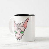 Tasse 2 Couleurs Angry Sphynx Sphinx Cat Pet (Devant gauche)