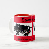 Tasse 2 Couleurs Animal africain - Save RHINOS - Faune - (Devant gauche)