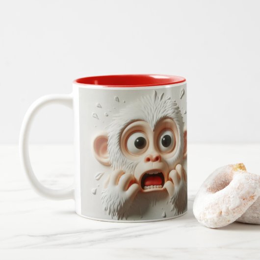 Tasse 2 Couleurs Animaux amusants de singes rayés 3D (Avec donut)