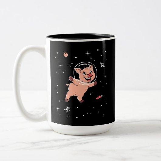 Tasse 2 Couleurs Animaux De Cochon Dans L'Espace (Gauche)