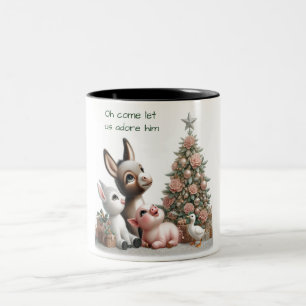 Tasse 2 Couleurs Animaux de la ferme de Noël 