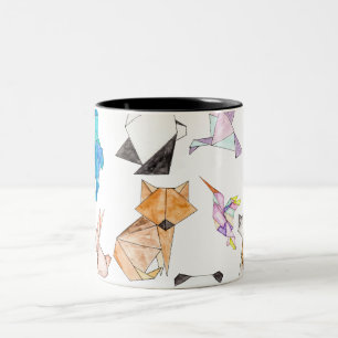 Tasse 2 Couleurs Animaux de papier géométriques tirés par la mai