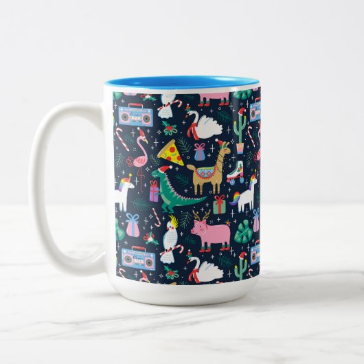 Tasse 2 Couleurs Animaux de vacances et icônes Motif (Gauche)