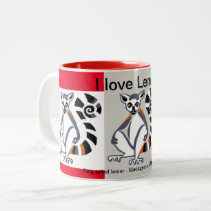 Tasse 2 Couleurs Animaux sauvages - I love LEMURS - Nature - Madaga