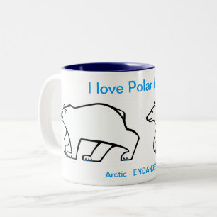 Tasse 2 Couleurs Animaux sauvages - J'aime les OURS polaires - Arct