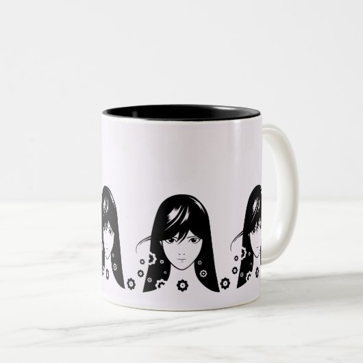 Tasse 2 Couleurs Anime & Manga Avers Belle Fille (Devant droit)