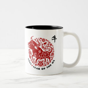 Tasse 2 Couleurs Année chinoise du boeuf   Cadeau personnalisé Anné