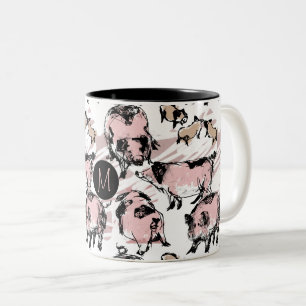 Tasse 2 Couleurs Année chinoise originale du porc Monogramme de na