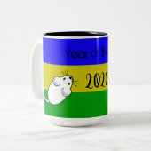 Tasse 2 Couleurs Année de la souris Rat 2020 avec texte (Devant gauche)