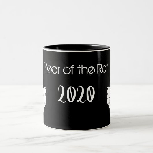 Tasse 2 Couleurs Année de la souris Rat 2020 avec texte (Centre)