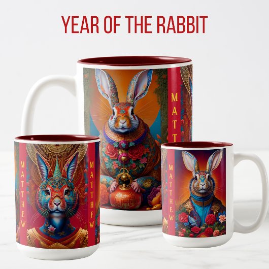 Tasse 2 Couleurs Année de l'astrologie chinoise RABBIT