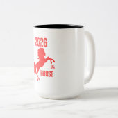 Tasse 2 Couleurs Année du cheval 2026 (Devant droit)