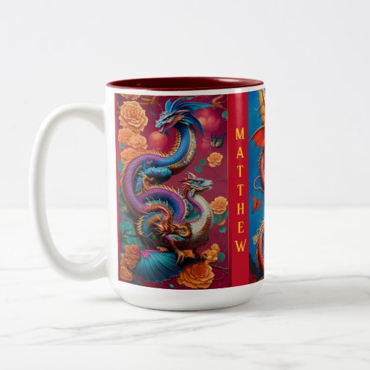 Tasse 2 Couleurs Année du dragon Signe d'astrologie chinoise Annive (Gauche)