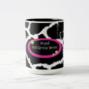 Tasse 2 Couleurs Anniversaire 30 ans motif zèbre