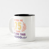 Tasse 2 Couleurs Anniversaire 75 ans (Devant gauche)