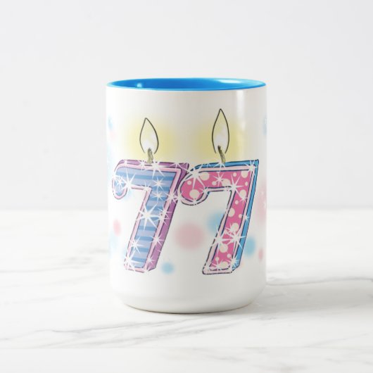 Tasse 2 Couleurs Anniversaire 77 ans (Centre)