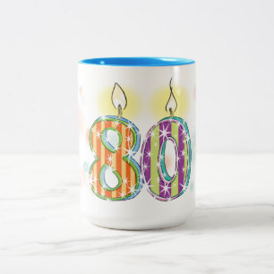 Tasse 2 Couleurs Anniversaire 80 ans