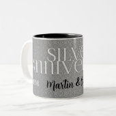 Tasse 2 Couleurs Anniversaire du Mariage d'argent 25 en argent (Devant gauche)