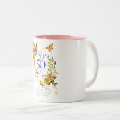 Tasse 2 Couleurs Anniversaire du ruban Rose or (Devant droit)