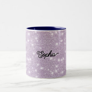 Tasse 2 Couleurs Anniversaire Féminin Paillettes Étincelles Lavande