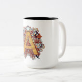 Tasse 2 Couleurs Anniversaire - Monogramme majuscule -lettre A (Devant droit)