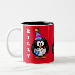 TASSE 2 COULEURS ANNIVERSAIRE PERSONNALISÉ DES PENGUINS
