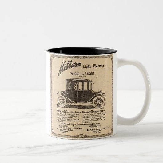 Tasse 2 Couleurs Annonce 1915 de voiture électrique de Milburn (Droit)