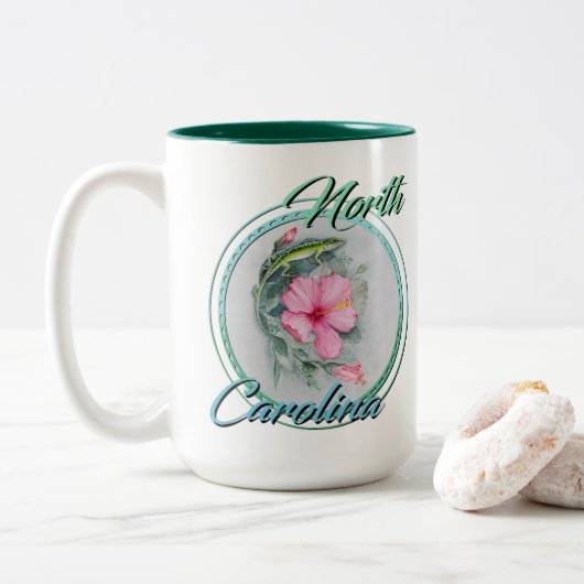 Tasse 2 Couleurs Anole NC & Hibiscus (Avec donut)