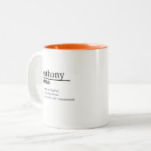 Tasse 2 Couleurs Anthony, Garçon Personnalisé Nom Définition (Devant gauche)