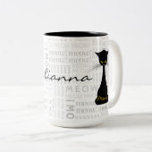 Tasse 2 Couleurs APAL : Coutume de Meow de chat noir (Devant droit)