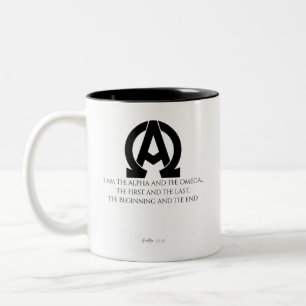 Tasse 2 Couleurs Apocalypse 22:13: "Je suis l'Alpha et l'Oméga"