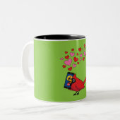 Tasse 2 Couleurs Appels d'accouplement Cardinal Bird Love (Devant gauche)