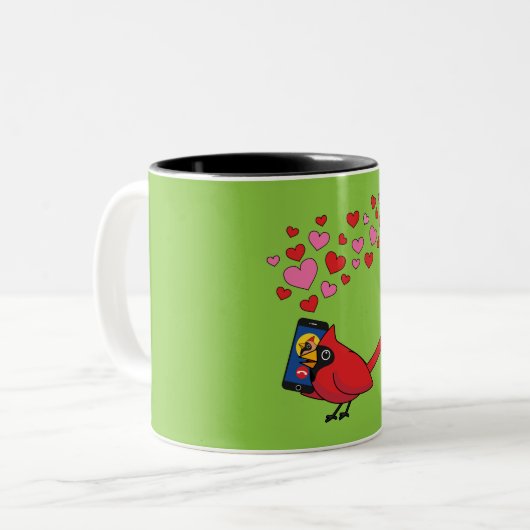 Tasse 2 Couleurs Appels d'accouplement Cardinal Bird Love (Devant gauche)