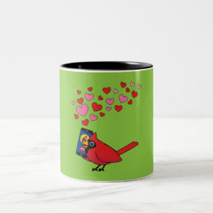 Tasse 2 Couleurs Appels d'accouplement Cardinal Bird Love