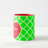 Tasse 2 Couleurs Apple mignon sur Quatrefoil vert électrique (Centre)