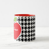 Tasse 2 Couleurs Apple sur le pied-de-poule noir et blanc (Centre)