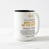 Tasse 2 Couleurs Appréciation de l'employé du mois | Or et noir (Devant droit)