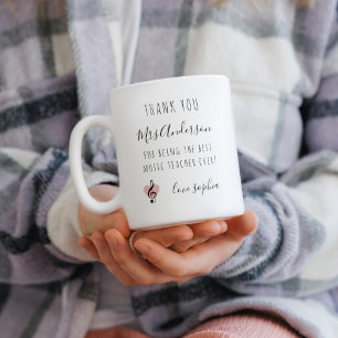 Tasse 2 Couleurs Appréciation de l'enseignant de musique Clé Arbre 