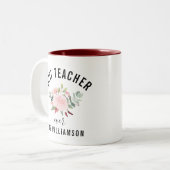 Tasse 2 Couleurs Appréciation de l'enseignant Floral Personnalisé (Devant gauche)
