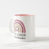 Tasse 2 Couleurs Appréciation des travailleurs sociaux Boho Arc-en- (Devant gauche)
