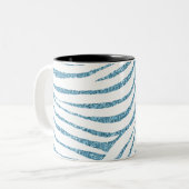 Tasse 2 Couleurs Aqua Faux Glitter Zebra Print (Devant gauche)