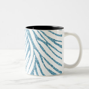 Tasse 2 Couleurs Aqua Faux Glitter Zebra Print