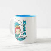 Tasse 2 Couleurs Aquaman | Chibi Mera Riding Vague Graphique (Devant gauche)