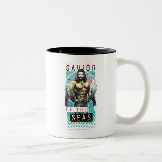 Tasse 2 Couleurs Aquaman | "Sauveur Des Mers" Graphique Moderniste (Droit)