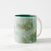 Tasse 2 Couleurs Aquarelle Affirmation Positive Vert/Or (Devant droit)