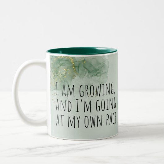 Tasse 2 Couleurs Aquarelle Affirmation Positive Vert/Or (Gauche)