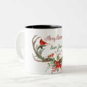 Tasse 2 Couleurs Aquarelle Antler Reindeer Noël cardinal (Devant gauche)