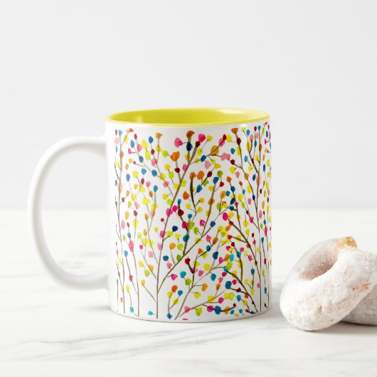 Tasse 2 Couleurs Aquarelle arc-en-ciel (Avec donut)