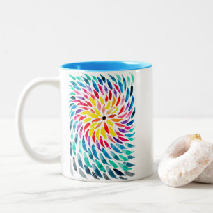 Tasse 2 Couleurs Aquarelle arc-en-ciel spirale abstraite